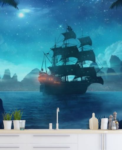 carta da parati blu spiaggia di notte