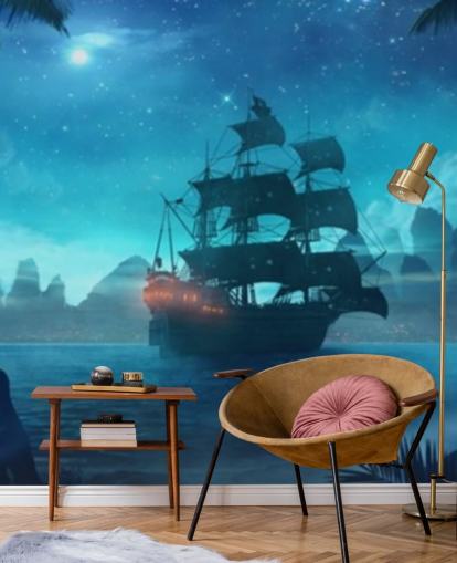 blue beach at night wallpaper