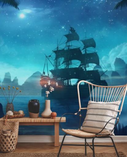 blue beach at night wallpaper