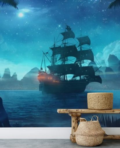 blue beach at night wallpaper