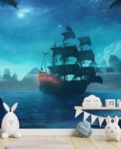 carta da parati blu spiaggia di notte