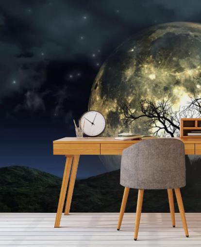 Carta da parati con luna incandescente