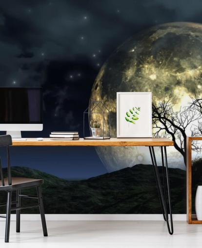 Carta da parati con luna incandescente