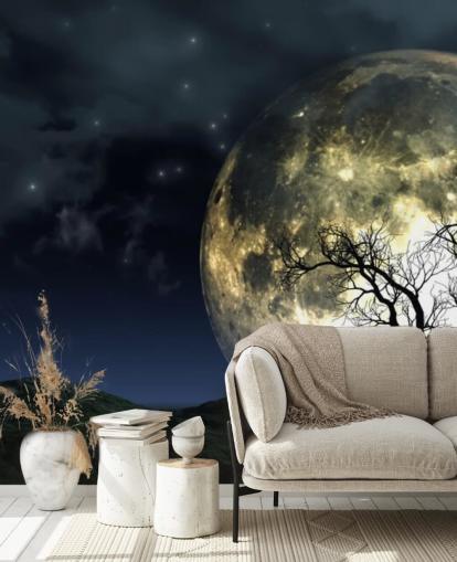 Carta da parati con luna incandescente