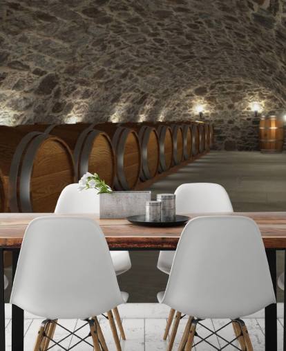 brown and gray 3d wine cellar wallpaper mural called Cave à Vin for cellars and kitchens