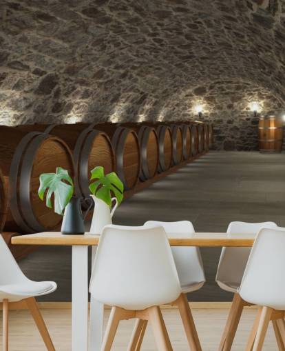 brown and gray 3d wine cellar wallpaper mural called Cave à Vin for cellars and kitchens