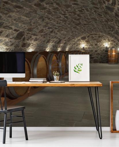 mural de papel pintado de bodega en 3D marrón y gris llamado Cave à Vin para bodegas y cocinas mural de papel pintado de bodega en 3D marrón y gris llamado Cave à Vin para bodegas y cocinas