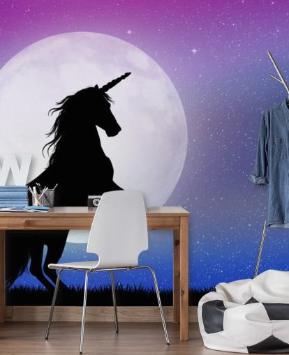 Decorazione murale con unicorno al chiaro di luna