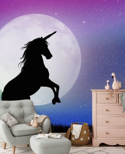 mural unicornio a la luz de la luna