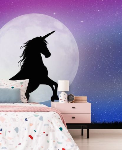 mural unicornio a la luz de la luna