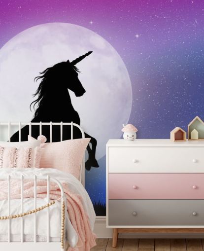 Einhorn im Mondschein Fototapete