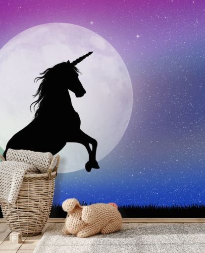 Einhorn im Mondschein Fototapete