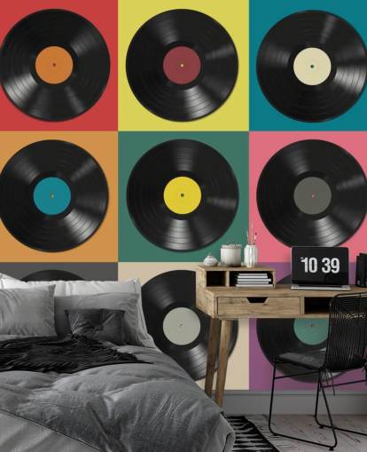 Colourful Vinyl Records Wallpaper