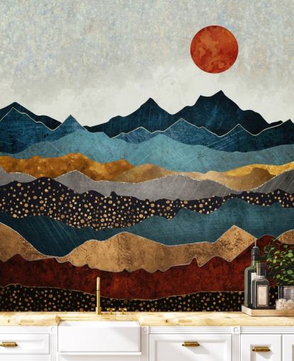 sininen, kulta ja punainen muokattava abstrakti taustakuvamaalaus nimeltä Amber Dusk by SpaceFrog Designs makuuhuoneisiin, kylpyhuoneisiin ja olohuoneisiin sininen, kulta ja punainen muokattava abstrakti taustakuvamaalaus nimeltä Amber Dusk by SpaceFrog Designs makuuhuoneisiin, kylpyhuoneisiin ja olohuoneisiin