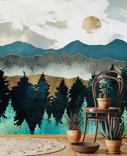 SpaceFrog Designs Wandbild mit Waldnebel