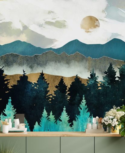 SpaceFrog Designs Wandbild mit Waldnebel