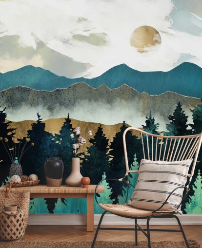 SpaceFrog Designs Wandbild mit Waldnebel