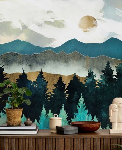 SpaceFrog Designs Wandbild mit Waldnebel