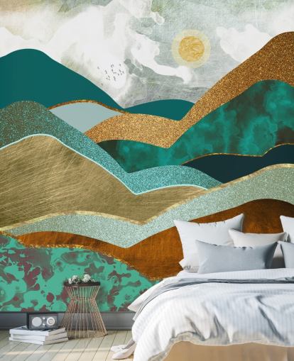 Golden Hills Muurschildering van SpaceFrog Designs Golden Hills Muurschildering van SpaceFrog Designs