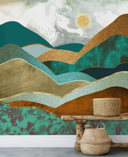 Golden Hills Muurschildering van SpaceFrog Designs