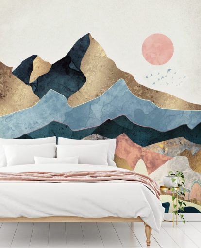 Golden Peaks Muurschildering van SpaceFrog Designs Golden Peaks Muurschildering van SpaceFrog Designs