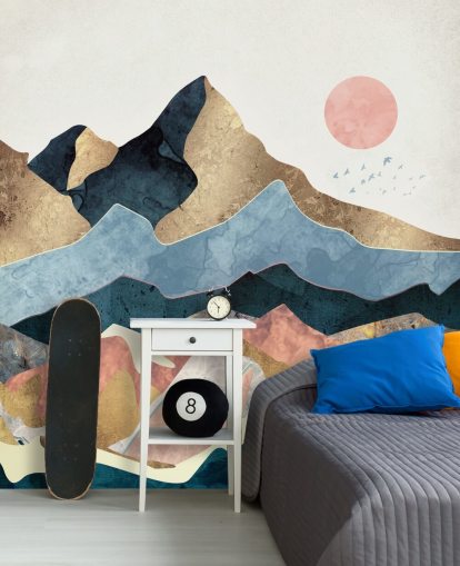 Golden Peaks Wall Mural by SpaceFrog Designs