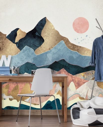 Golden Peaks Wall Mural by SpaceFrog Designs