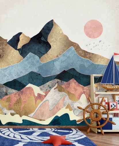 Golden Peaks Wall Mural by SpaceFrog Designs