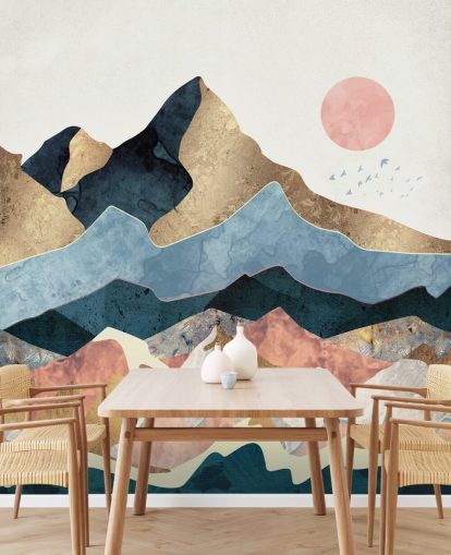 Golden Peaks Wall Mural by SpaceFrog Designs Golden Peaks Wall Mural by SpaceFrog Designs