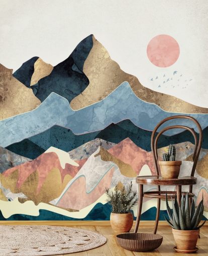 Golden Peaks Wall Mural by SpaceFrog Designs