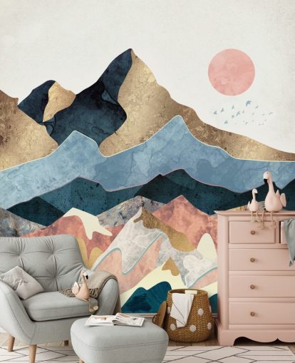 Golden Peaks Veggmaleri av SpaceFrog Designs