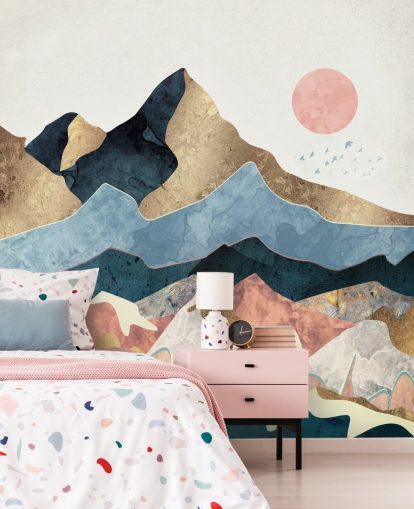 Golden Peaks Wall Mural by SpaceFrog Designs
