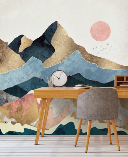 Golden Peaks Wall Mural by SpaceFrog Designs