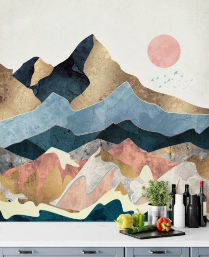 Golden Peaks Wall Mural by SpaceFrog Designs