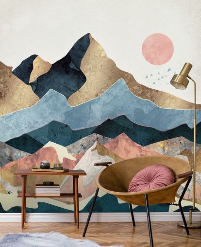 Golden Peaks Wall Mural by SpaceFrog Designs Golden Peaks Wall Mural by SpaceFrog Designs