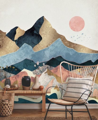 Golden Peaks vægmaleri af SpaceFrog Designs