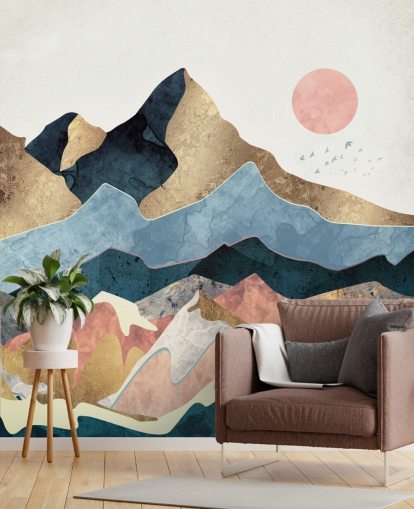 Golden Peaks Veggmaleri av SpaceFrog Designs Golden Peaks Veggmaleri av SpaceFrog Designs