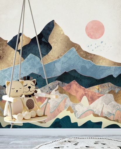 Golden Peaks Veggmaleri av SpaceFrog Designs