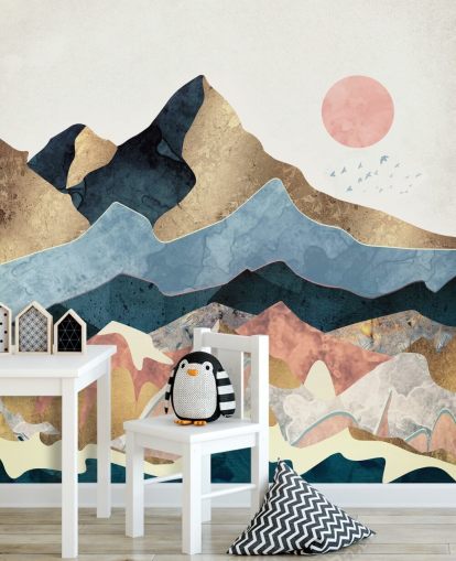 Golden Peaks Wall Mural by SpaceFrog Designs