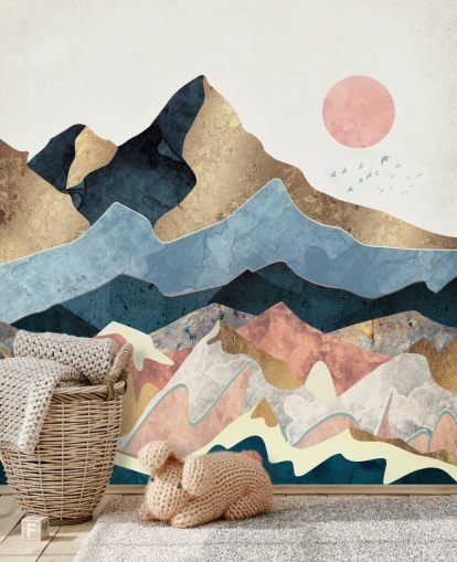 Golden Peaks Wall Mural by SpaceFrog Designs