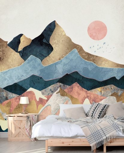 Golden Peaks Muurschildering van SpaceFrog Designs