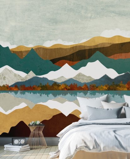 Mountain Reflektion Väggmålning av SpaceFrog Design