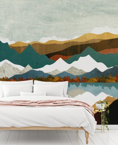Mountain Reflection Wall Mural by SpaceFrog Designs