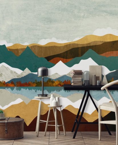 Mountain Reflection Wall Mural by SpaceFrog Designs