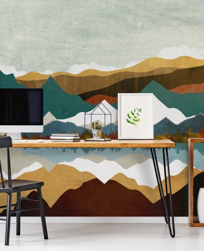 Mountain Reflection Wall Mural by SpaceFrog Designs Mountain Reflection Wall Mural by SpaceFrog Designs