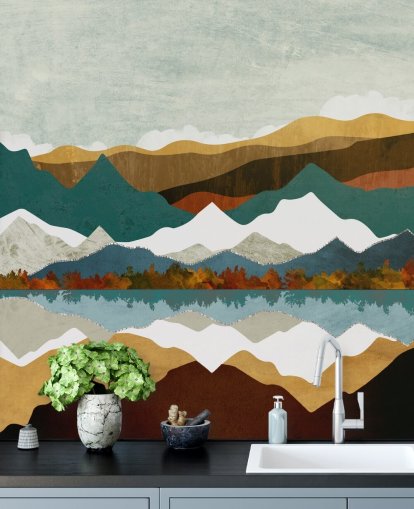Mountain Reflection Wall Mural by SpaceFrog Designs Mountain Reflection Wall Mural by SpaceFrog Designs