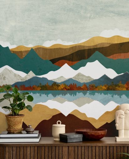 Mountain Reflection Wall Mural by SpaceFrog Designs