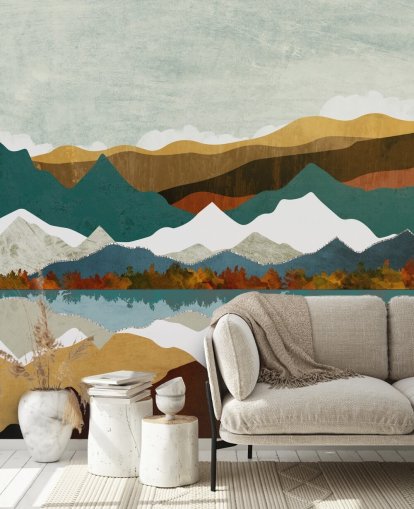 Mountain Reflection Wall Mural by SpaceFrog Designs
