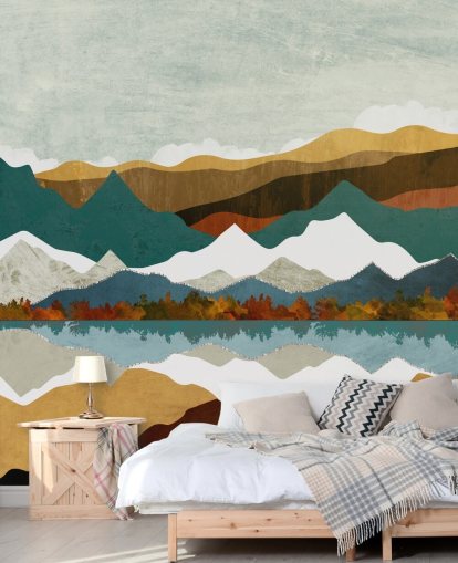 Mountain Reflection Wall Mural by SpaceFrog Designs