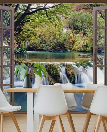 Small Waterfall View from Window Wall Mural Small Waterfall View from Window Wall Mural